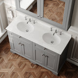 Hudson Reed Old London 1220mm Storm Grey Floor Standing 4 Door Vanity Unit with White Marble Top Double Basin