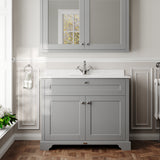 Hudson Reed Old London 1020mm Storm Grey Floor Standing 2 Door Vanity Unit With White Marble Top Basin & 1 Tap Hole