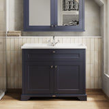Hudson Reed Old London Twilight Blue Floor Standing 2 Door Vanity Unit with 1 Tap Hole Ceramic Basin