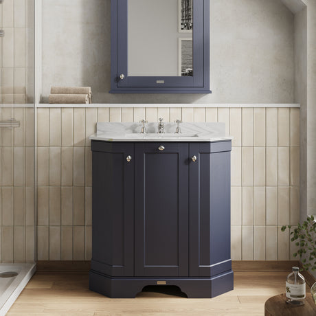 Hudson Reed Old London 750mm Floor Standing 3 Door Vanity Unit with Grey Marble Top Basin & Soft Close