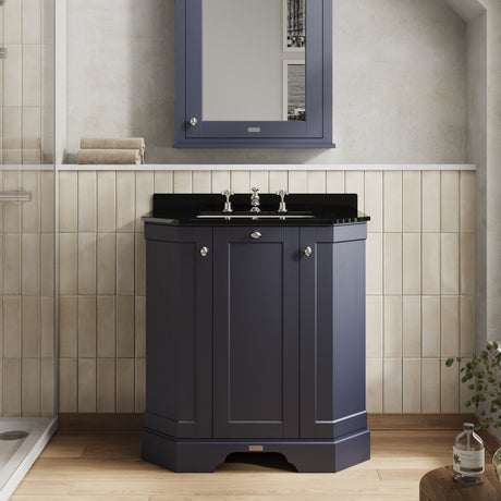 Hudson Reed Old London 750mm Floor Standing 3 Door Vanity Unit with 3 Tap Hole Black Marble Top Basin