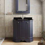 Hudson Reed Old London Twilight Blue Floor Standing 3 Door Vanity Unit With Black Marble Top Basin
