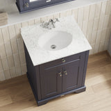 Floor Standing 2 Door Vanity Unit with 1 Tap Hole Grey Marble Top 600mm