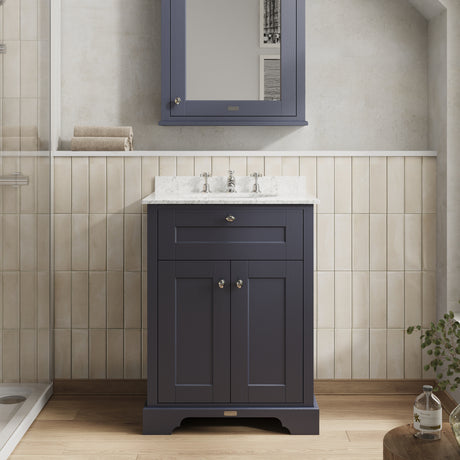 Hudson Reed Old London 600mm Floor Standing Vanity Unit With 3 Tap Hole Grey Marble Top Basin