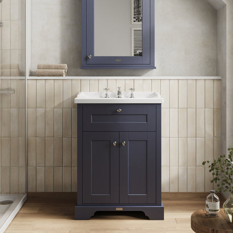Hudson Reed Old London 600mm Floor Standing 2 Door Vanity Unit With 3 Tap Hole Ceramic Basin