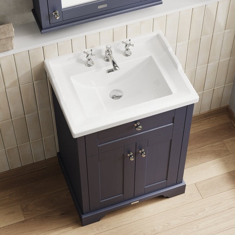 Hudson Reed Old London 600mm Floor Standing 2 Door Vanity Unit With 3 Tap Hole Ceramic Basin