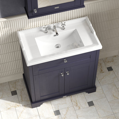 Hudson Reed Old London 800mm Floor Standing 2 Door Vanity Unit with 3 Tap Hole Ceramic Basin
