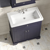 Hudson Reed Old London 800mm Twilight Blue Floor Standing 2 Door Vanity Unit Including Fireclay Basin