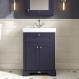Hudson Reed Old London Twilight Blue 630mm Floor Standing 2 Door Vanity Unit With Fireclay Basin