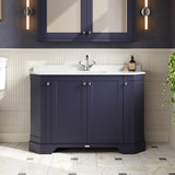 Floor Standing 4 Door Angled Vanity Unit with 1 Tap Hole White Marble Top 1200mm