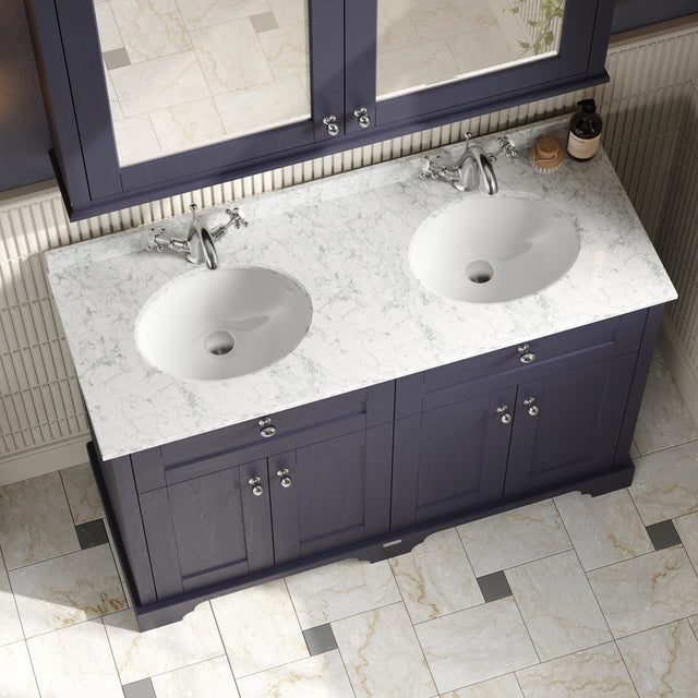 Hudson Reed Old London 1200mm Floor Standing Vanity Unit With Double Grey Marble Top Basin