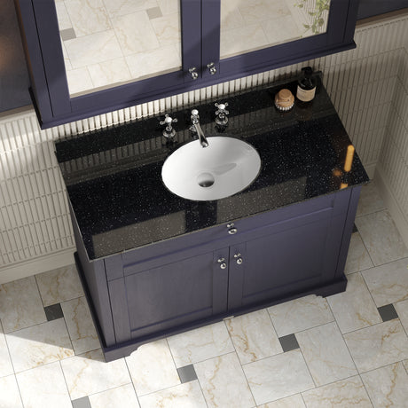 Hudson Reed Old London 1000mm Twilight Blue Floor Standing Vanity Unit With 3 Tap Hole Black Marble Top Basin