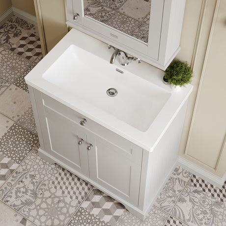 Old London 800mm 2-Door Unit & Contemporary Fireclay Basin 1TH