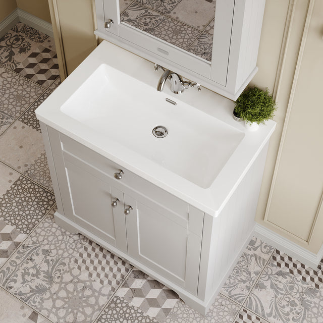 Old London 800mm 2-Door Unit & Contemporary Fireclay Basin 1TH
