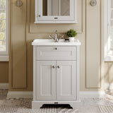 Hudson Reed Old London 600mm Timeless Sand Floor Standing 2 Door Vanity Unit With 1 Tap Hole Ceramic Basin