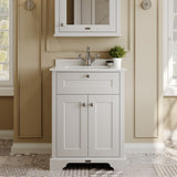 Hudson Reed Old London 600mm Floor Standing 2 Door Vanity Unit With Square Basin & 1 Tap Hole Marble Top