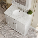 Hudson Reed Old London 820mm Floor Standing 2 Door Vanity Unit with 3 Tap Hole Grey Marble Top Basin