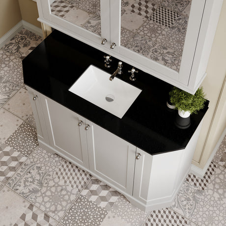 Hudson Reed Old London 1236mm Timeless Sand Floor Standing Vanity Unit With 3 Tap Hole Black Marble Top Basin