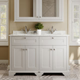 Hudson Reed Old London 1220mm Timeless Sand Floor Standing 4 Door Vanity Unit With Grey Marble Top Double Basin