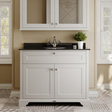 Floor Standing 2 Door Vanity Unit with 1 Tap Hole Black Marble Top 1000mm