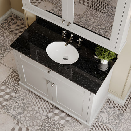 Hudson Reed Old London 1000mm Floor Standing 2 Door Vanity Unit With Black Marble Top Basin