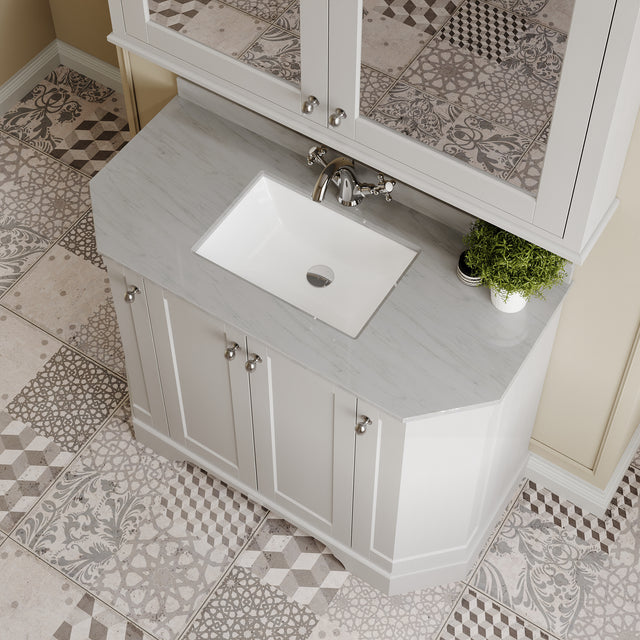 Hudson Reed Old London 1000mm Timeless Sand Floor Standing 4 Door Vanity Unit With Grey Marble Top