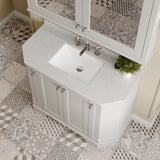 Hudson Reed Old London 1000mm Timeless Sand Floor Standing 4 Door Vanity Unit With White Marble Top & 3 Tap Hole Basin