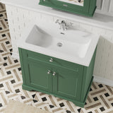 Hudson Reed Old London 800mm Hunter Green 2-Door Floor Standing Vanity Unit With Basin