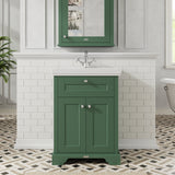 Hudson Reed Old London 630mm Hunter Green Floor Standing 2 Door Vanity Unit with 1 Tap Hole Fireclay Basin