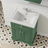 Hudson Reed Old London 630mm Hunter Green Floor Standing 2 Door Vanity Unit with 1 Tap Hole Fireclay Basin
