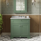 Hudson Reed Old London Hunter Green Floor Standing 2 Door Vanity Unit With Grey Marble Top Basin