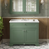 Hudson Reed Old London 1000mm Hunter Green Floor Standing 2 Door Vanity Unit With 3 Tap Hole Ceramic Basin