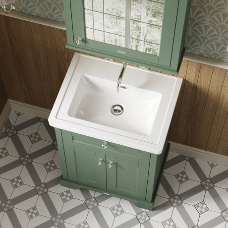 Hudson Reed Old London 600mm Floor Standing 2 Door Vanity Unit & 0 Tap Hole Fireclay Basin