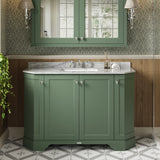 Hudson Reed Old London Traditional Hunter Green 1236mm Vanity Unit with 3 Tap Hole Grey Marble Top Basin