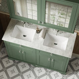 Hudson Reed Old London 1200mm Floor Standing Basin Unit With Square Double Basin, 2 Tap Hole & Marble Top