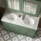 Hudson Reed Old London 1220mm Hunter Green Floor Standing Double Basin Vanity Unit With White Marble Top