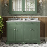 Hudson Reed Old London 1200mm Hunter Green Floor Standing 4 Door Vanity Unit With Grey Marble Top Double Basin