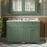 Hudson Reed Old London 1220mm Hunter Green Floor Standing Vanity Unit With Double White Marble Basin