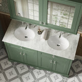 Hudson Reed Old London 1220mm Hunter Green Floor Standing Vanity Unit With Double White Marble Basin