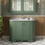 Hudson Reed Old London 1000mm Hunter Green Floor Standing Vanity Unit With 1 Tap Hole Grey Marble Top Basin
