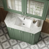 Hudson Reed Old London Hunter Green Floor Standing Vanity Unit With 3 Tap Hole White Marble Top Basin