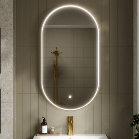 Columba Brushed Brass Inset Frame LED Mirror - 800 x 500mm