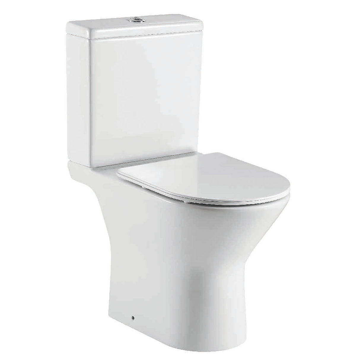 Rimless Round Open Back Closed Coupled Toilet Inc Soft Closing Seat