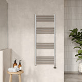 Electric Round Tube Towel Rail with 17 Bars, 1200mm x 500mm