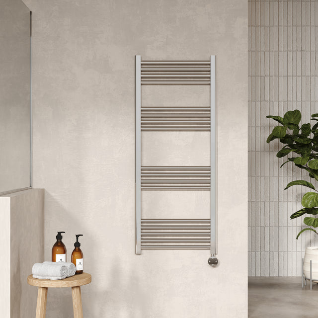 Electric Round Tube Towel Rail with 17 Bars, 1200mm x 500mm