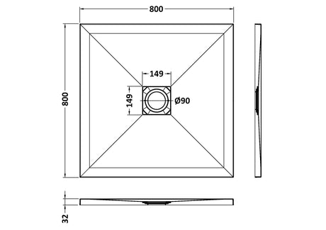 Square Slimline Shower Tray 800 x 800mm