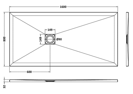 Rectangular Slimline Shower Tray 1600 x 800mm