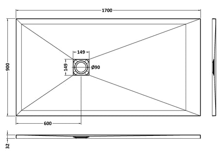 Rectangular Slimline Shower Tray 1700 x 900mm