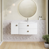 Hudson Reed Sarenna 1000mm Moon White Wall Hung Right Hand 2 Drawer 1 Door Vanity Unit with Basin