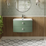 Hudson Reed Sarenna 700mm Hunter Green Wall Hung 2 Drawer Vanity Unit With Polymarble Basin